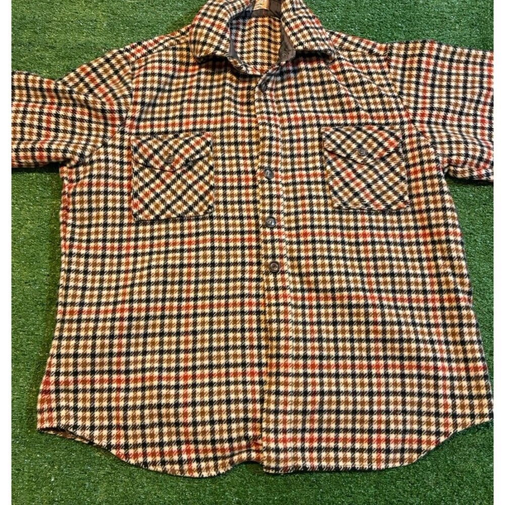 Vintage Mcgregor jacket mens large white brown wool pockets plaid thick heavy